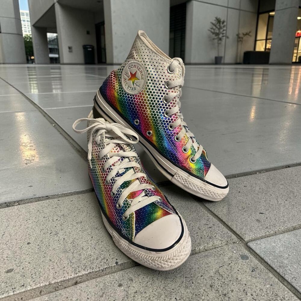 Converse Chuck Taylor All Star High Top Rainbow Metallic Bling Pride Collection